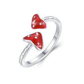 ABIGY Mushroom Ring 925 Sterling Silver Adjustable Women's Mushroom Ring Skeleton Ring Jewelry Graduation Birthday Gift