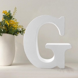 Wood Letters 4.3 Inch, White Unfinished Wood Letters for Graft, Wooden Letters for Wall Decor, Standing Letters for Bedroom, Home, Birthday, Party, DIY Graft (G)