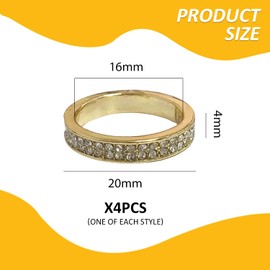 ZGDEIWGF Set of 4 Rings Zircon Rhinestone Rings Fashion Rings Vintage Rings Multi Style Knuckle Rings Stacking Rings Women Jewelry, Zinc