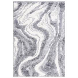SAFAVIEH Hi-Lo Shag Collection Area Rug - 5'3" x 7'6", Grey & Light Grey, Abstract Design, Non-Shedding & Easy Care, 1.6-inch Thick Ideal for High Traffic Areas in Living Room, Bedroom (HLS208F)