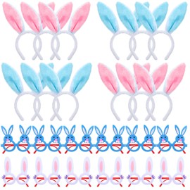 Seenelling 24 Pcs Easter Headbands and Glasses Frame Set Easter Bunny Ears Headbands Cute Bunny Glasses for Photo Props Party Favors