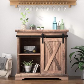 WINSOON 6.6FT Super Mini Sliding Barn Door Cabinet Hardware Kit for Single Door TV Stands Small Wardrobe Cabinets, I Shape Hanger (NO Cabinet)