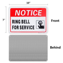 2-Pack Ring Bell for Service Sign, 10"x 7" .04" Aluminum Reflective Sign Rust Free Aluminum-UV Protected and Weatherproof