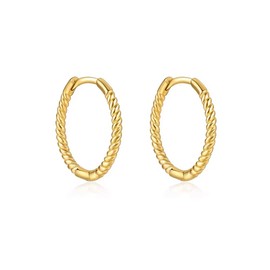 LUXSTAR Hoop Earrings, Twisted Ring, 0.04 inch (1 mm) Thickness, Binaural Set, Silver 925, Men's, Women's, Silver