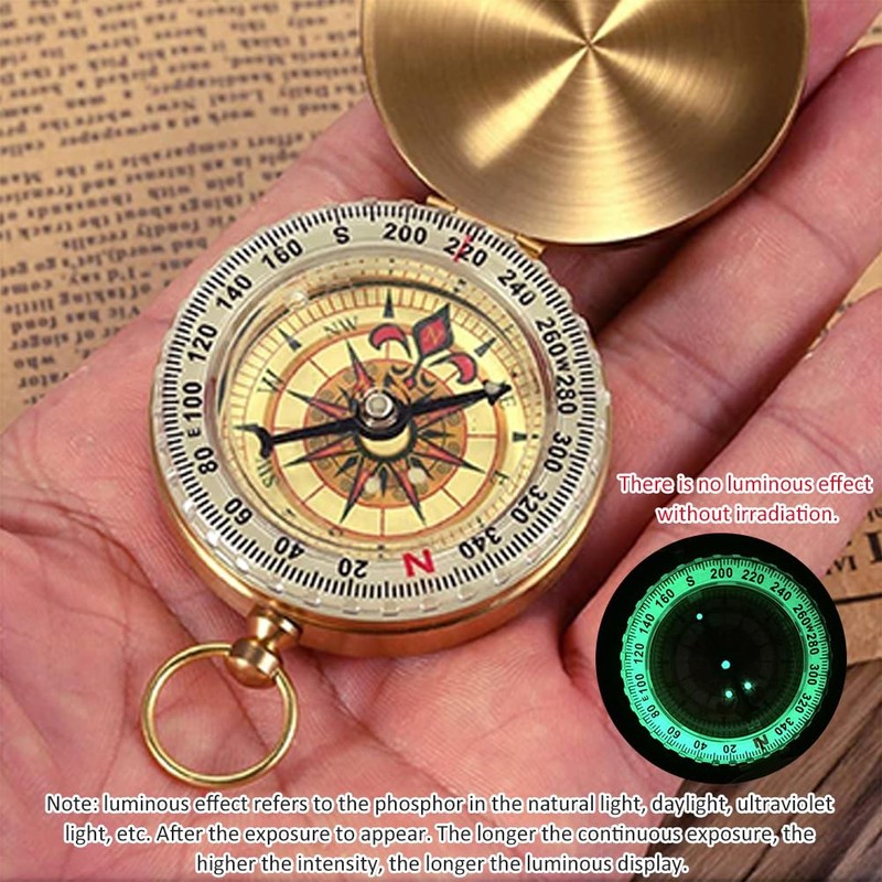 Harnovlis Luminous Navigation Compass Metal Pocket Compass with Whistle for