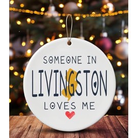 Family Christmas Ornament Livingston NJ New Jersey Someone in Loves Me Houswarming Keepsake Souvenirs Bulk Long Distance Ornament 2024