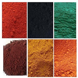 6 Pack 150 g Mixed Colors Powdered Color for Concrete, Cement,Mortar,Grout,Black Iron Oxide,Yellow Iron Oxide, red Iron Oxide,Green Iron Oxide,Orange Iron Oxide and Brown Iron Oxide, Colorant (1)