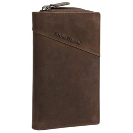 bruno banani Genuine Leather Women's Wallet Made of Cowhide Leather, Wallet for Men, Wallet with Zip, 10 Card Slots, Press Stud | 021337, Cognac, Standard size, Classic