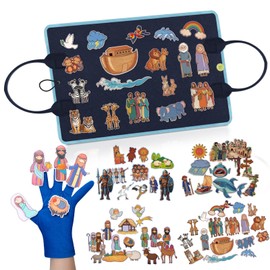 Hahafelt 6 Pcs Felt Board Bible Stories Set for Toddlers Flannel Board Stories for Preschool Kids with Gloves, Include The Nativity of Jesus, Noah's Ark, Jonah and The Whale, David and Goliath