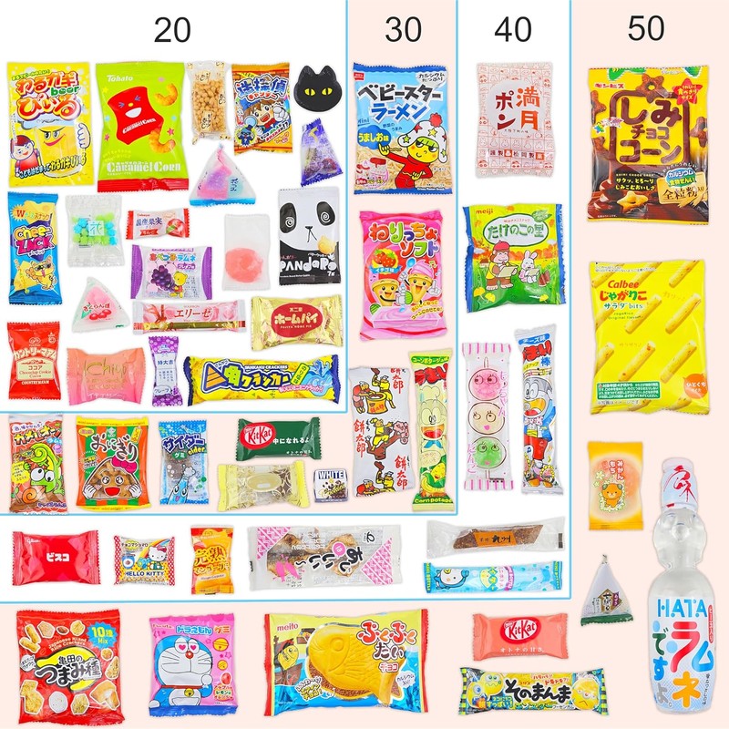 Sakura Box Japanese Snacks & Candy 30 Piece Dagashi Set