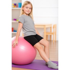 WinZero Girls Shorts Cotton Black Cycling Shorts Girls Over Knee Half Length School PE Dance Summer Shorts for Kids 5-12 Years 4 Pack