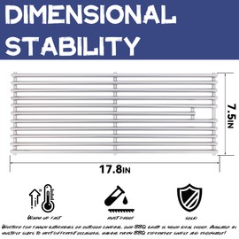 Upgrade 4 Pack 18" x 7-3/8" Heavy Duty Stainless Steel Triangle Solid Rod BBQ Cooking Grill Grate Replacement Parts for Blaze Grill 3, 4, 5 Burner Grill Models, 5 Models Blaze And More