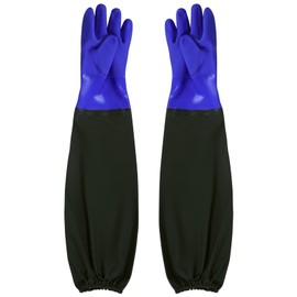 HAODEOO Rubber Gloves, Long, Industrial Gloves, Rubber Gloves, Long Gloves, With Arm Cover, Thick Gloves, 27.6 inches (70 cm), Water Work, Fishery, Washing, Laundry, Housework, Car Washing, Gardening, Work Gloves, Oil-Resistant, Waterproof, Acid, Alkali-