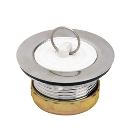 Highcraft 9783 Stainless Steel Bath Tub Drain Assembly with Rubber Stopper Strainer for RV Mobile Showers or Bar and Bathroom Sinks, Chrome