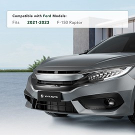YHTAUTO Front License Plate Frame Compatible with Ford F-150 Raptor 2021-2023, Plastic Black Bumper License Plate Bracket, No Drill Licence Plate Holder w/o Screws