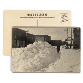 Canton, South Dakota, View of the Town After a Blizzard (4x6 Birch Wood Postcards, 2-Pack Stationary, Rustic Home Wall Decor)