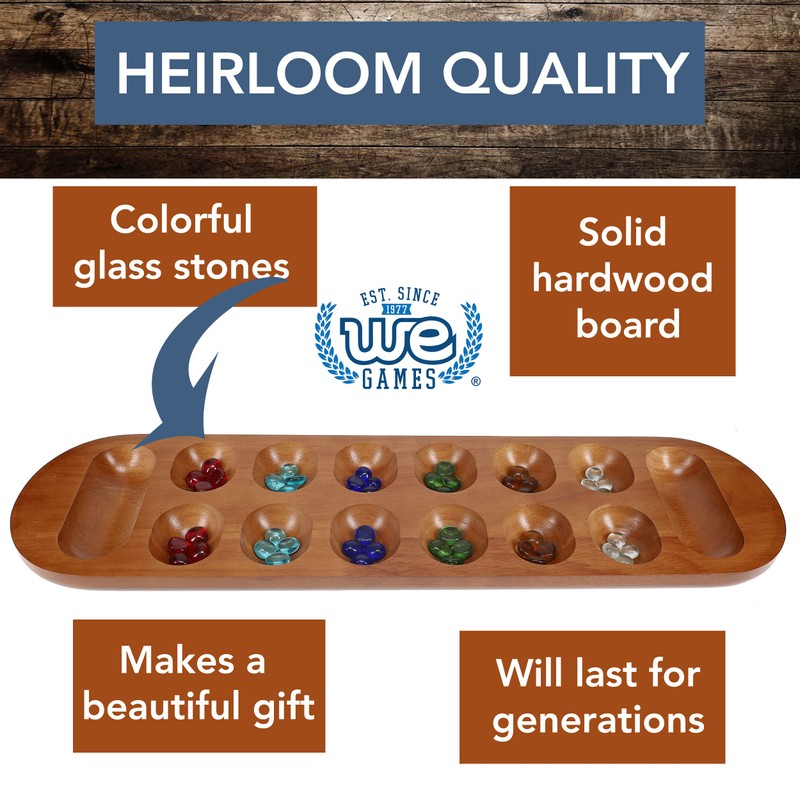 Coffee Table African Stone Game - Solid Wood with Walnut