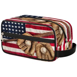 Funky Qiu Toiletry Bag for Boys Man,Baseball Glove Travel Toiletry Bag for Woman Comestic Makeup Bag,Waterproof Shaving Bag for Toiletries Accessories Travel Essentials,Sport Ball