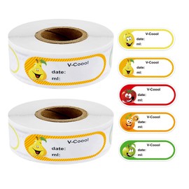 2 Rolls 500Pcs Removable Food Labels, 1 "x 2" Waterproof Freezer Labels Stickers Refrigerator Date Fruit Stickers for Food Storage Containers,Jars, Kitchen, Freezer Bags