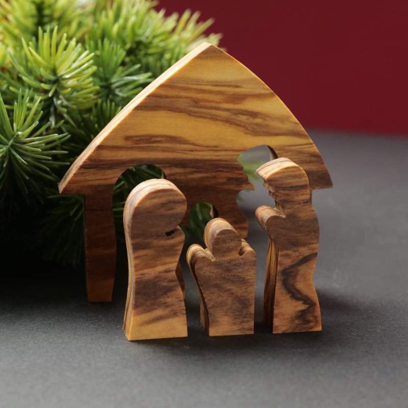 KASSIS Olive Wood Christmas Decoration Nativity Scene Puzzle Table Decoration