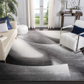 Safavieh Hollywood Collection HLW716G Mid-Century Modern Area Rug, 6'7" x 9', Grey / Dark Grey