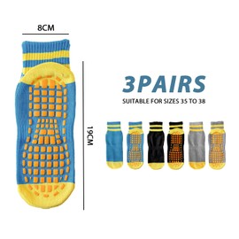 JTMKYO 3 pairs of anti-slip socks, women's anti-slip socks, yoga socks, limited socks, anti-slip socks, Pilates anti-slip socks, suitable for dance, yoga, sports.