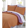Serenta 3 Piece Solid Reversible Microfiber Quilts Set, King, Orange/Purple