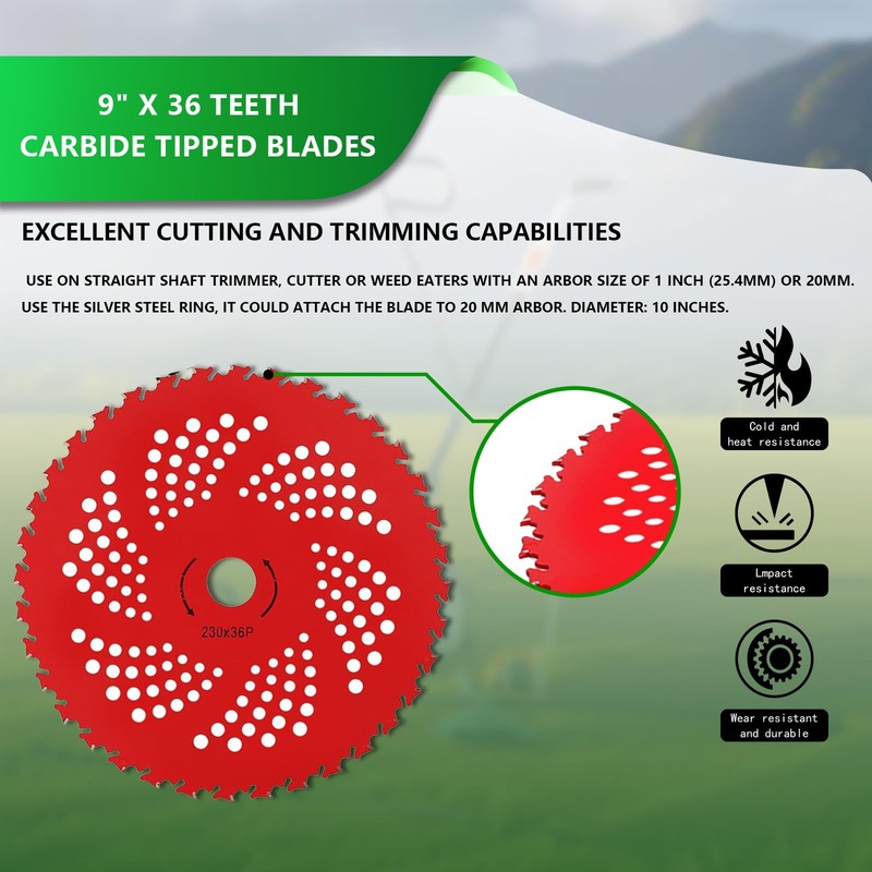 IRONHIT 9" x 20T Chainsaw Tooth Brush Cutter Blades, 9"