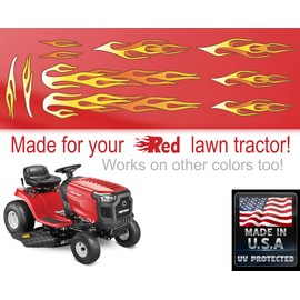 Lawn Mower Decals Stickers - Layered Flames - 10pc. Set - Choose Color - for Murray Craftsman, Snapper, Toro, Wheel Horse (White Hot Fire/Tangerine)