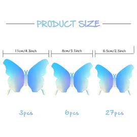 48 Pieces Butterfly Wall Decor DIY Mirror 3D Butterfly Stickers Removable Butterfly Decals for Home Bedroom Bathroom Living Room Decor(Butterfly,Blue)