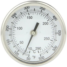 PIC Gauge B3B2-RR Stainless Steel Bimetal Thermometer with Back Connection, 3" Dial Size, 2-1/2" Stem Length, 50/550° F and 50/550° C Temperature Range