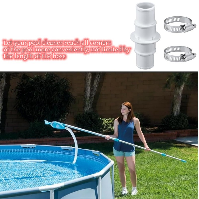 Pool Hose Adapter Connector,with 2pcs Stainless Steel Hose Clamps 1-1/4"