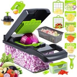 Cortador de verduras 16 en 1,Multifuncional Vegetable Slicer Cutter,Material de calidad alimentaria,fácil de operar,para frutas verduras y ensaladas
