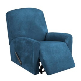 Festicorp Recliner Chair Covers Real Velvet 4-Pieces Recliner Covers for Small Lazy Boy Recliner Chair Stretch Recliner Sofa Slipcovers Furniture Protector with Side Pocket & Elastic Bottom, Deep Teal