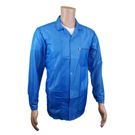 Static Care - Chaqueta ESD, peso medio, 90% poliéster, 10% tela de carbono con cuello de solapa y puño a presión, azul, XXL