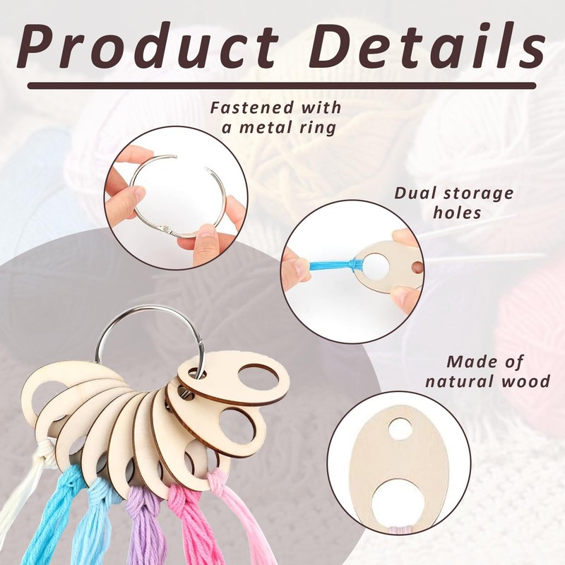 100 Pcs Wood Thread Drops,Floss Drops Cross Stitch,Embroidery Floss Organizer