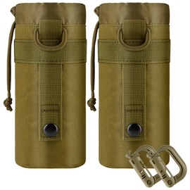 IronSeals Tactical Water Bottle Pouch Foldable Molle Water Bottle Holder Drawstring Open Top Travel Water Bottle Bag for Backpack Camping Outdoor