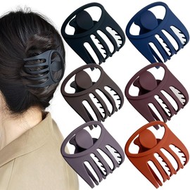 6 PCS Curved Flat Hair Clips 3Inch French Concord Flat Hair Claw Matte Finish Hair Styling Accessories Duck Billed Hair Clips Volume Strong Hold Banana Barrettes Hair Clamps Jaw Clips for Women