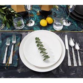 KEAWELL Premium Lava Silverware Set – 18/10 Stainless Steel Flatware, Dishwasher Safe, Textured Handle, Durable for Everyday Use, Elegant for Entertaining (20, Silver)