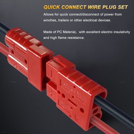Lyn666 2-4 Gauge Battery Quick Connector 175A 12-36V Battery Quick Disconnect Battery Quick Wire Harness Plug Kit for Car Bike ATV Winches Lifts Motors More (4pcs, No Dust Cover,Red)