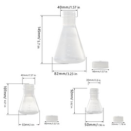 3 Pack Plastic Erlenmeyer Flask, Clear Scale Scientific Conical Flask with Cap for Laboratory School Educational Learning Standard Capacity 50ml, 100ml, 250ml