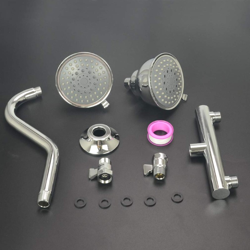 HAOXIN Double Shower Head with Manifold Shut-Off Valve and Shower