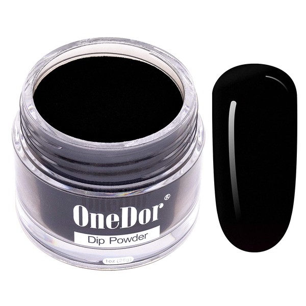 OneDor Nail Dip Dipping Powder – Acrylic Color Pigment Powders Pro Collection System, 1 Oz. (12 - Black)