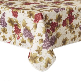 Violet Linen European Vineyard Oblong/Rectangle Tablecloth 60" x 84" Beige