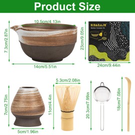 5PCS Matcha Tea Set Matcha Whisk Matcha Kit for Ceremony Ceramic Matcha Set for Traditional Japanese Tea Ceremony with Whisk and Bowl, Matcha Spoon, Whisk Holder