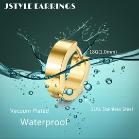 Jstyle 4 Pairs Hypoallergenic Gold Stainless Steel Earrings For Sensitive Ears Simple Stud and Hoop Earrings Huggie Earring Set 18G