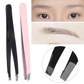 Pinzas de cejas de acero inoxidable Modern Rosa, 2 piezas por conjunto - Diseño ergonómico y duradero