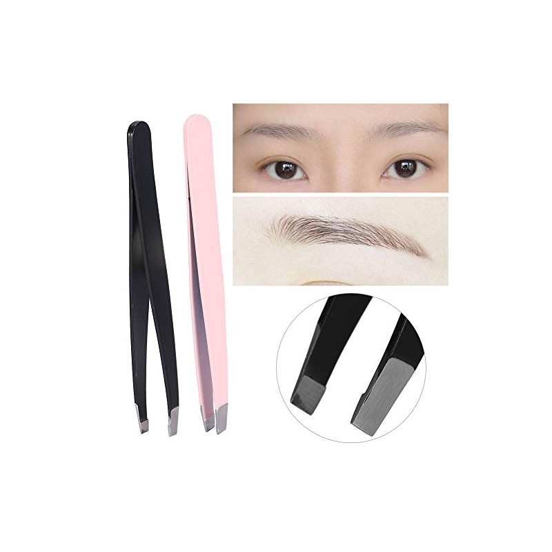 Pinzas de cejas de acero inoxidable Modern Rosa, 2 piezas