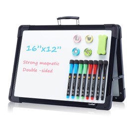 Small Dry Erase White Board – TANKEE Magnetic Desktop Foldable Whiteboard Portable Mini Easel Double Sided on Table Top with Holder for Drawing, Teacher Instruction, Memo Board