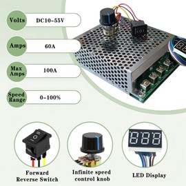 NEWNEWLIU 12V/24V/36V/48V/60A PWM DC Motor Speed Controller